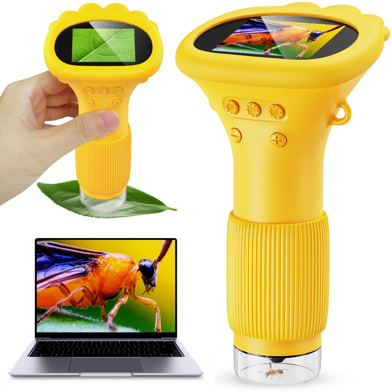 Student Digital Microscope for Kids - Portable 1000x Magnification Handheld Scope with 2 Inch HD Screen, LED V1107-CS-ETXWJH