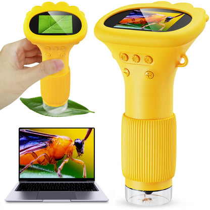 Student Digital Microscope for Kids - Portable 1000x Magnification Handheld Scope with 2 Inch HD Screen, LED V1107-CS-ETXWJH