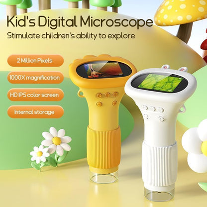 Student Digital Microscope for Kids - Portable 1000x Magnification Handheld Scope with 2 Inch HD Screen, LED V1107-CS-ETXWJH