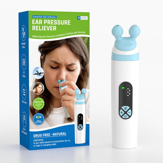 Electric Ear Pressure Relief Device - 3-Mode Adjustable Airflow for Travel, Diving & Altitude - Eustachian V1107-CS-EYPHQ