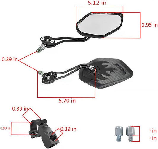 Universal Bike Rear View Mirror, Adjustable Handlebar Rearview Mirror for Motorcycle, E-Bike, Scooter, V1107-CS-FGAQJ