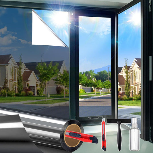 Static-Cling Window Film with Mirror Effect for Daytime Privacy, Heat & Glare Reduction, Easy Water-Based V1107-CS-FKGRM