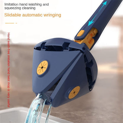 360 degrees Rotating Triangular Floor Mop with Auto-Squeeze System - Easy Twist, No-Hand Squeezing, Reusable V1107-CS-FSNTB