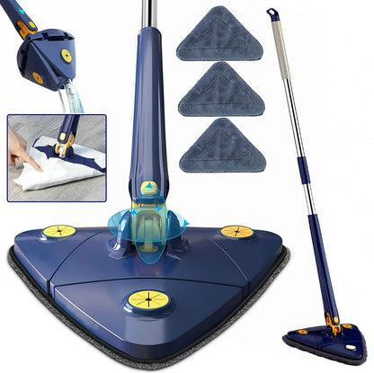 360 degrees Rotating Triangular Floor Mop with Auto-Squeeze System - Easy Twist, No-Hand Squeezing, Reusable V1107-CS-FSNTB