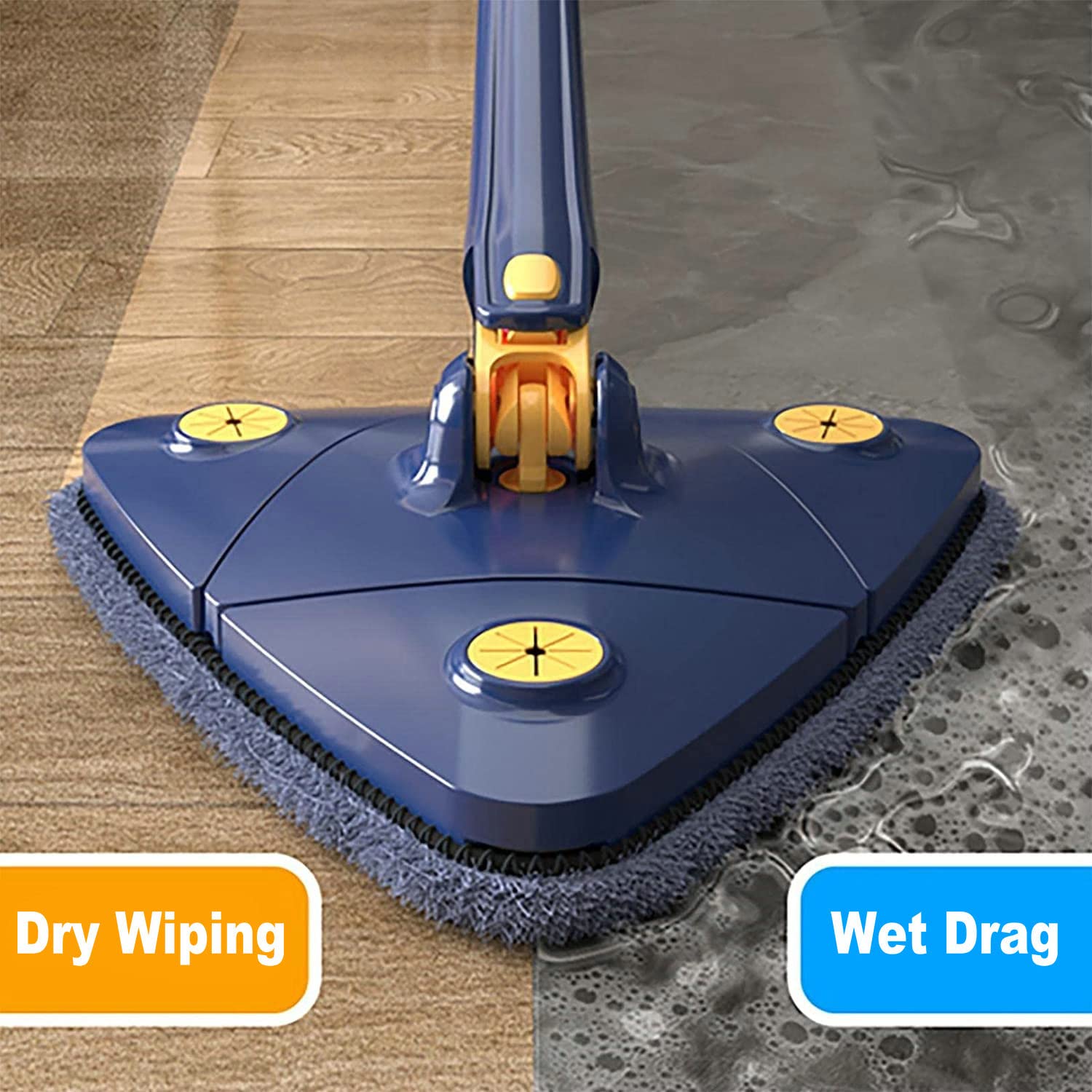 360 degrees Rotating Triangular Floor Mop with Auto-Squeeze System - Easy Twist, No-Hand Squeezing, Reusable V1107-CS-FSNTB