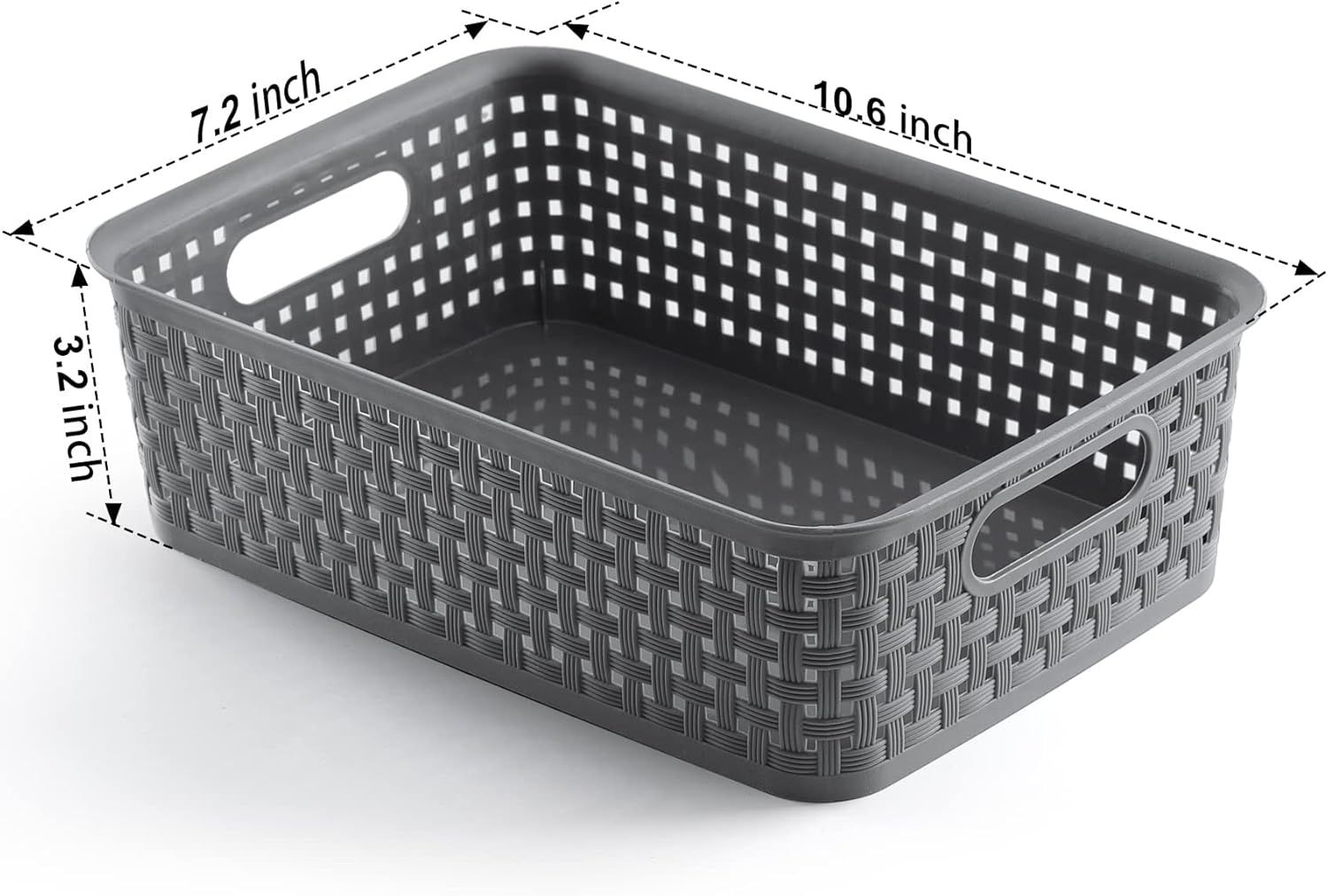 8-Pack Woven Plastic Storage Baskets for Bathroom Vanity, Kitchen Pantry & Office Desk Organization (Grey) V1107-CS-FTSNK