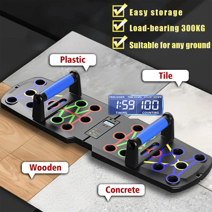 Smart Push-Up Bar with Counter & Timer - Foldable Home Workout Board for Chest, Shoulders, Back & Triceps V1107-CS-FWCXLB