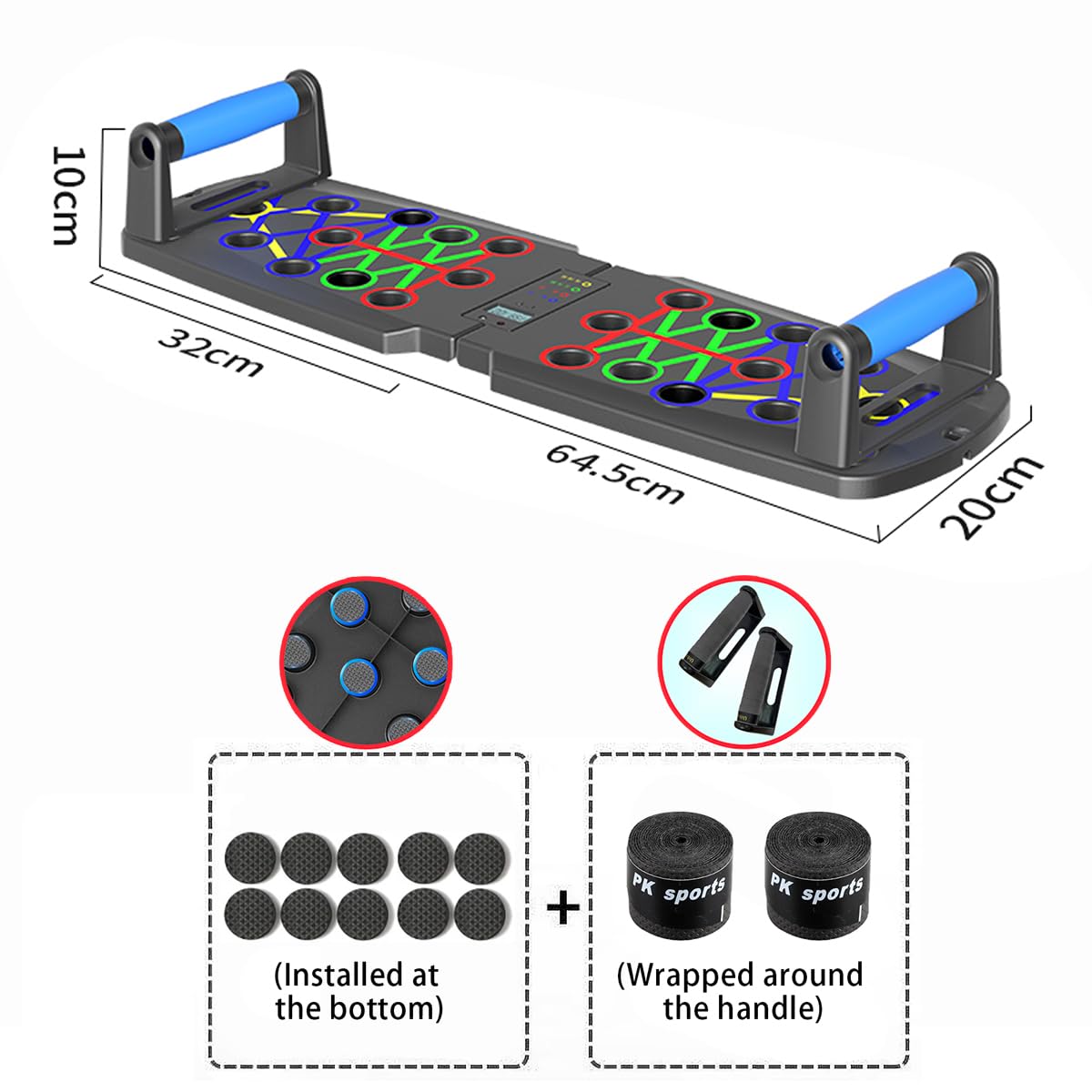 Smart Push-Up Bar with Counter & Timer - Foldable Home Workout Board for Chest, Shoulders, Back & Triceps V1107-CS-FWCXLB