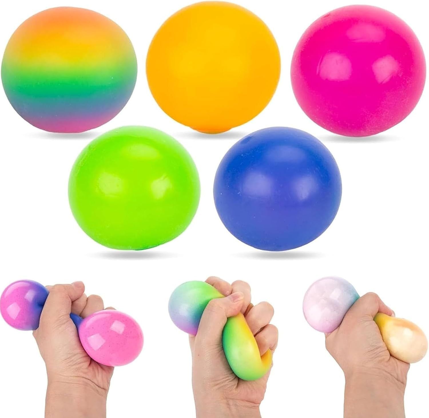 5 PCS Color Changing TPR Stress Balls for Office & Classroom - Soft Sensory Squeeze Toys to Relieve Anxiety V1107-CS-FXJYCHQ