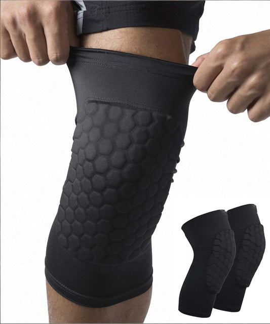 Honeycomb Knee Pads for Kids, Teens & Adults - Protective Compression Knee Guards for Basketball, Football, V1107-CS-FZHXH-L