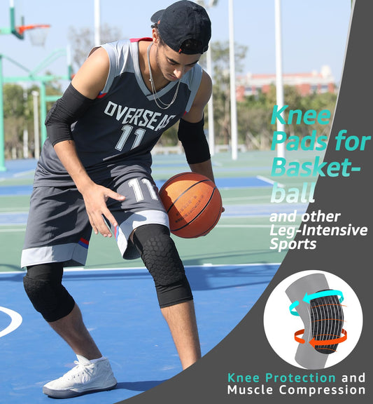 Honeycomb Knee Pads for Kids, Teens & Adults - Protective Compression Knee Guards for Basketball, Football, V1107-CS-FZHXH-S