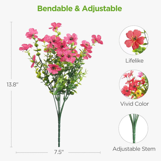 12 Bundles UV Resistant Artificial Violet Flowers with Eucalyptus Leaves for Outdoor Patio Garden & Indoor V1107-CS-FZZLLSS