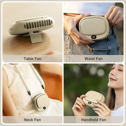 Portable Neck Fan with 5 Speeds - Rechargeable USB Mini Fan for Outdoor Travel, Work & Camping - Silent V1107-CS-GBFSM