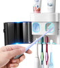 Wall-Mounted Toothbrush Holder & Automatic Toothpaste Dispenser with Magnetic Dust Cover for Family Bathroom V1107-CS-GBJYGQ