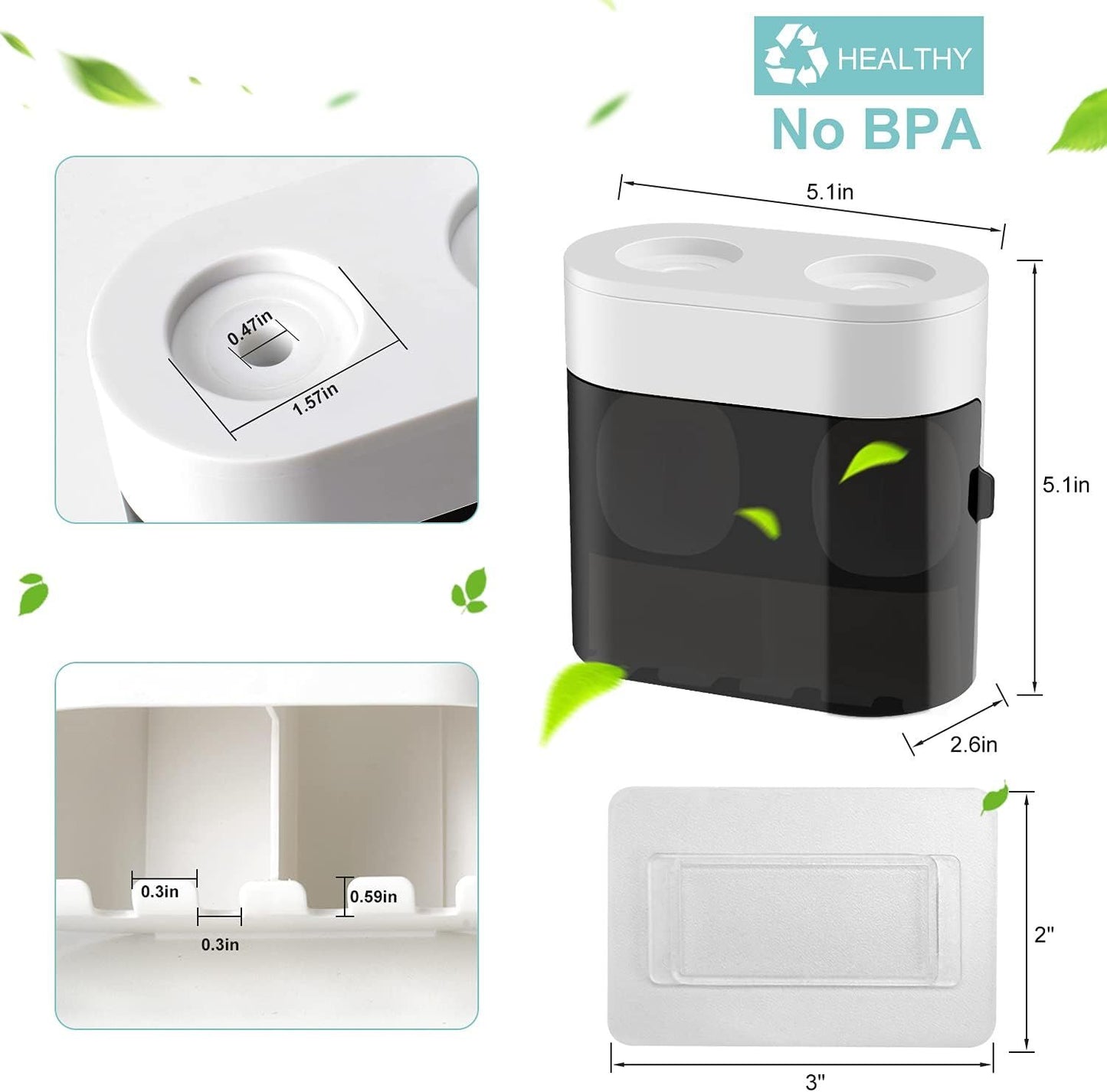 Wall-Mounted Toothbrush Holder & Automatic Toothpaste Dispenser with Magnetic Dust Cover for Family Bathroom V1107-CS-GBJYGQ