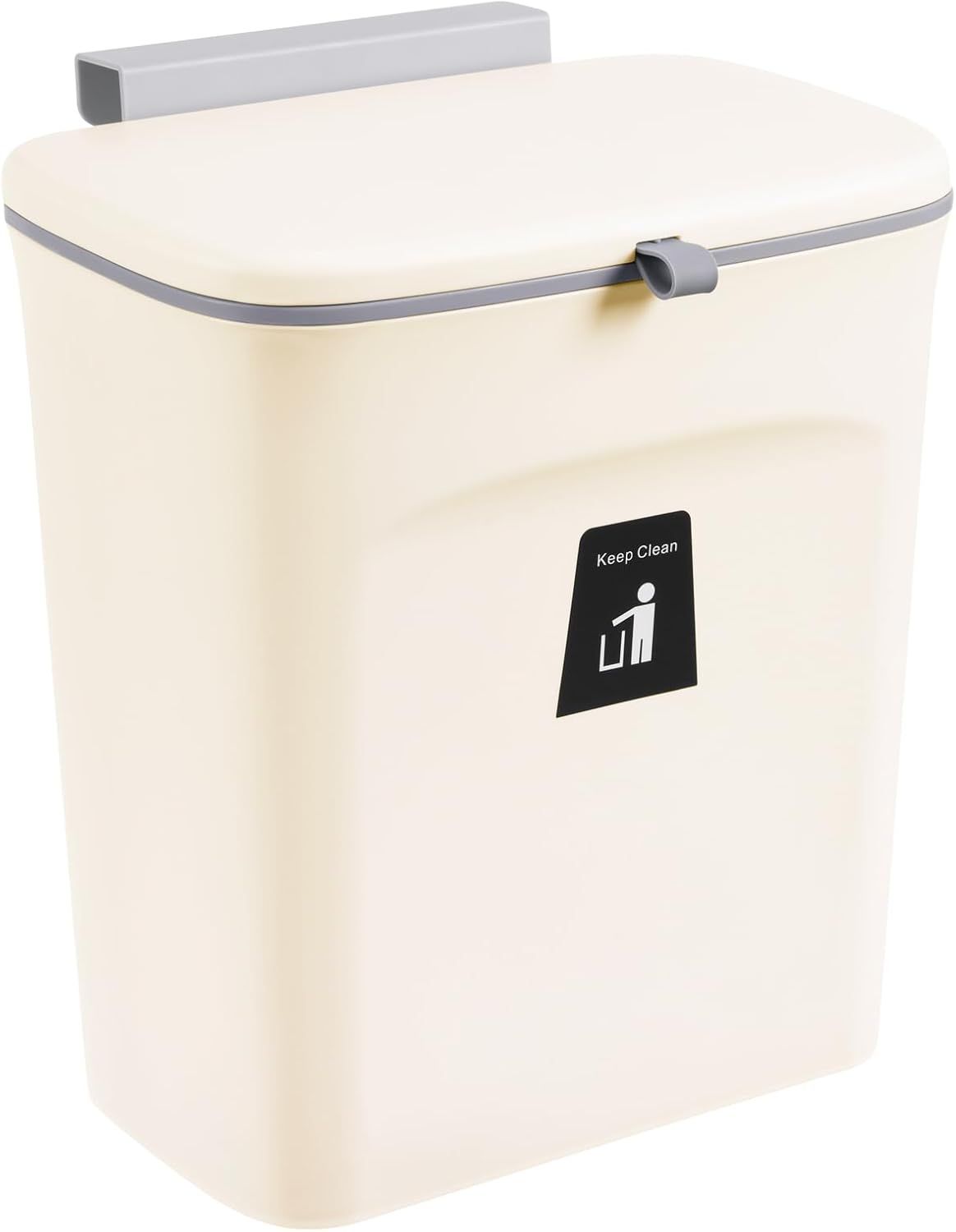 Hanging Kitchen Compost Bin with Lid for Cabinet Door or Wall, No-Drill Adhesive Mount, Odor-Proof & V1107-CS-GBSLJTM