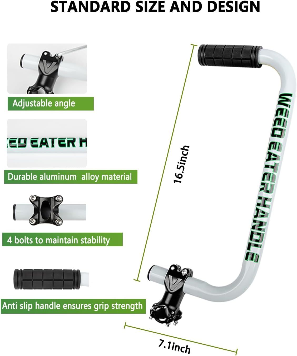 Ergonomic Weed Eater Handle Extension with Adjustable Angle and Shoulder Strap, Durable Aluminum Alloy Grip V1107-CS-GCJFZBS