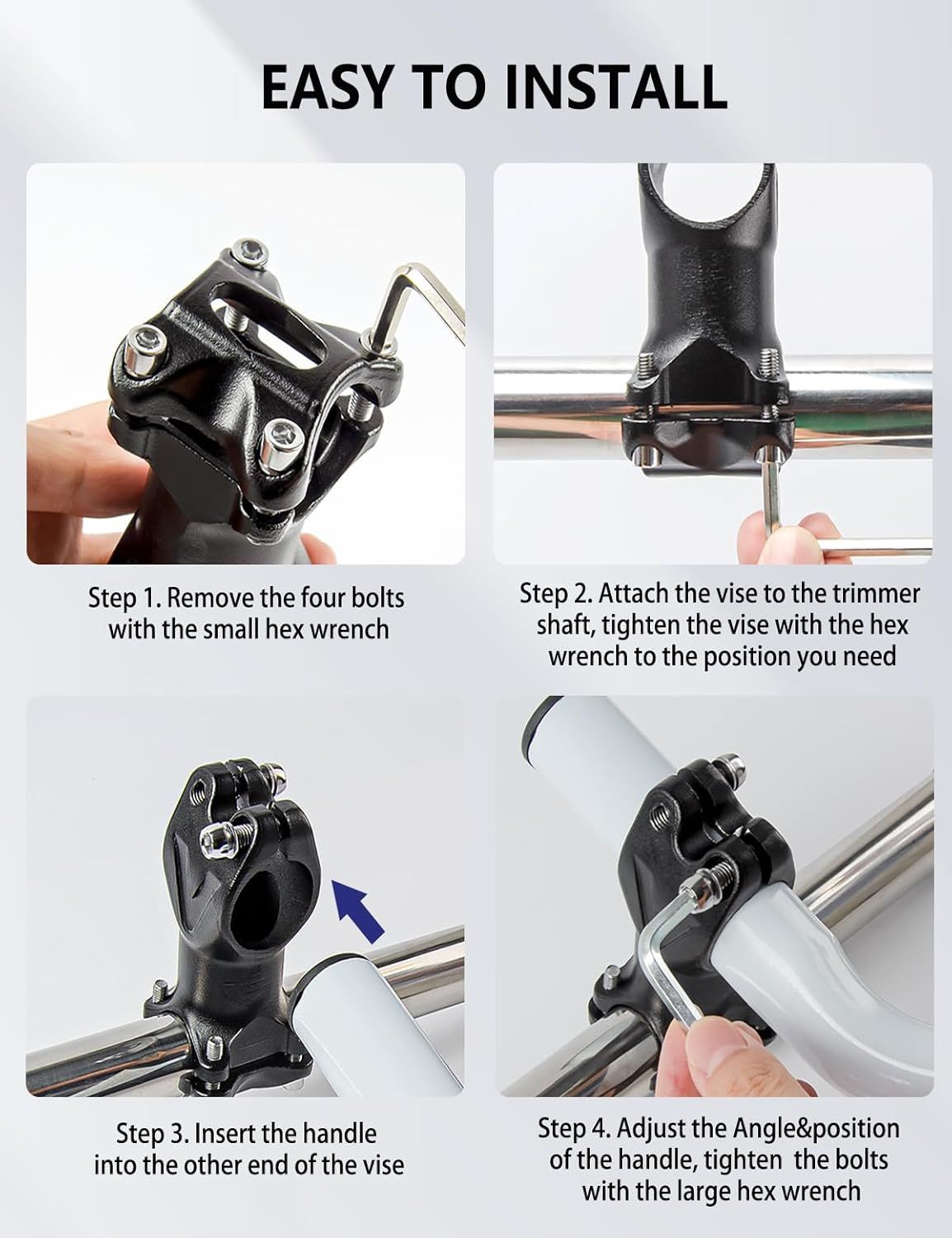 Ergonomic Weed Eater Handle Extension with Adjustable Angle and Shoulder Strap, Durable Aluminum Alloy Grip V1107-CS-GCJFZBS