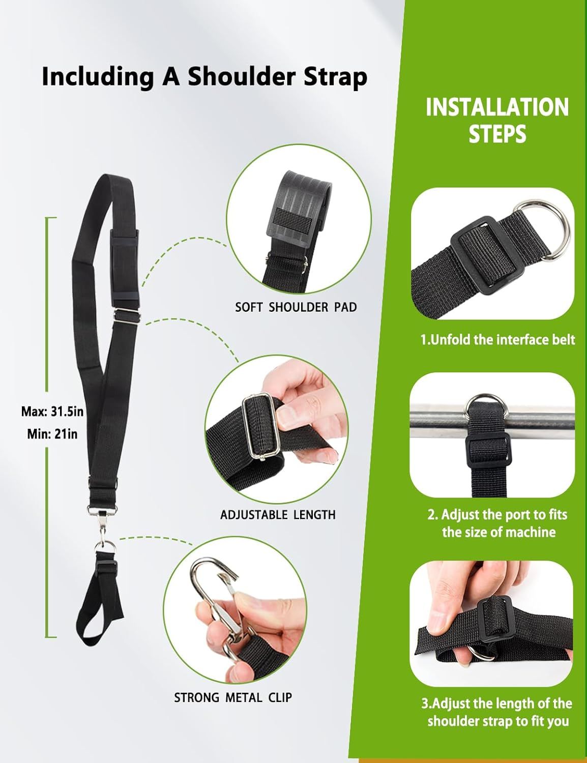 Ergonomic Weed Eater Handle Extension with Adjustable Angle and Shoulder Strap, Durable Aluminum Alloy Grip V1107-CS-GCJFZBS