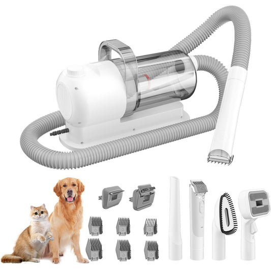 All-in-One Pet Grooming Vacuum Kit with Electric Clipper & Brushes for Dogs and Cats, Low Noise & Strong V1107-CS-GDCWXCQ