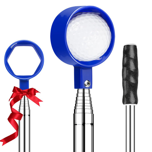 Telescopic Golf Ball Retriever 9FT - Blue Stainless Steel Pole with Durable Nylon Head for Water, Sand & Bush V1107-CS-GEFJQQ