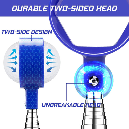 Telescopic Golf Ball Retriever 9FT - Blue Stainless Steel Pole with Durable Nylon Head for Water, Sand & Bush V1107-CS-GEFJQQ
