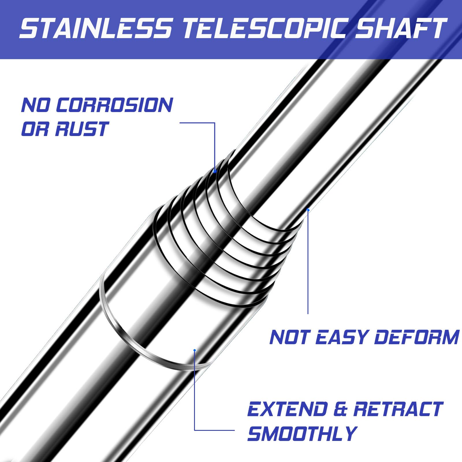 Telescopic Golf Ball Retriever 9FT - Blue Stainless Steel Pole with Durable Nylon Head for Water, Sand & Bush V1107-CS-GEFJQQ