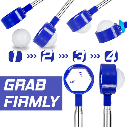 Telescopic Golf Ball Retriever 9FT - Blue Stainless Steel Pole with Durable Nylon Head for Water, Sand & Bush V1107-CS-GEFJQQ