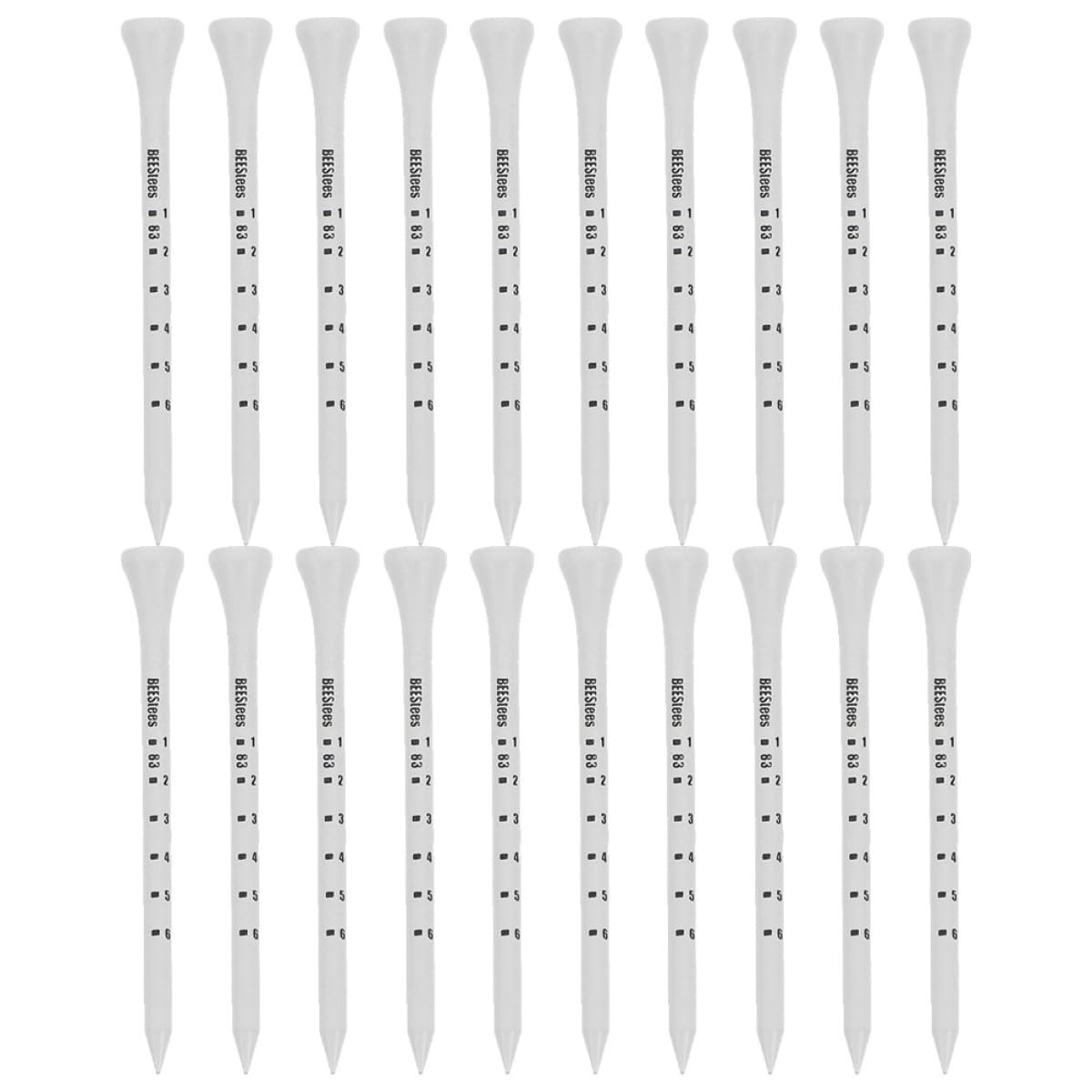 Golf Tee Pack of 100 with Measurement Scale - White Plastic Tees for Driving Range, Practice & Tournament Use V1107-CS-GEFQD