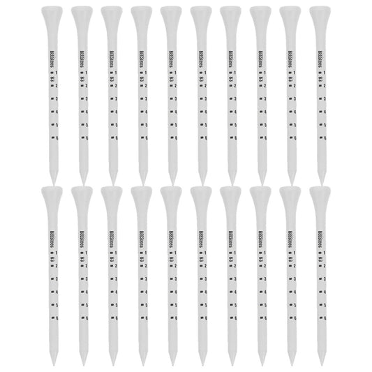 Golf Tee Pack of 100 with Measurement Scale - White Plastic Tees for Driving Range, Practice & Tournament Use V1107-CS-GEFQD