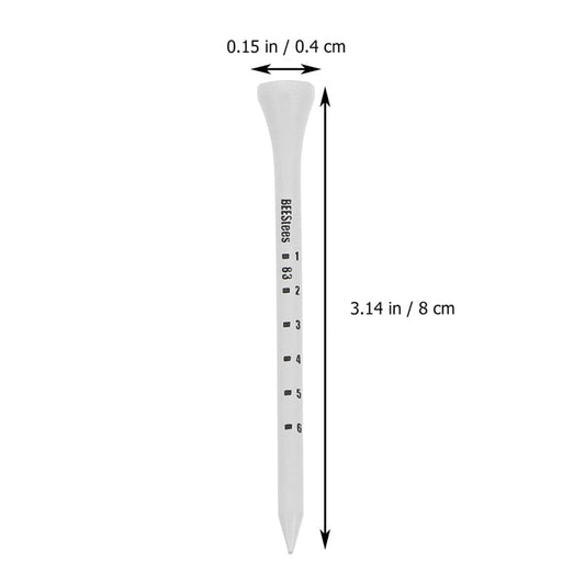 Golf Tee Pack of 100 with Measurement Scale - White Plastic Tees for Driving Range, Practice & Tournament Use V1107-CS-GEFQD