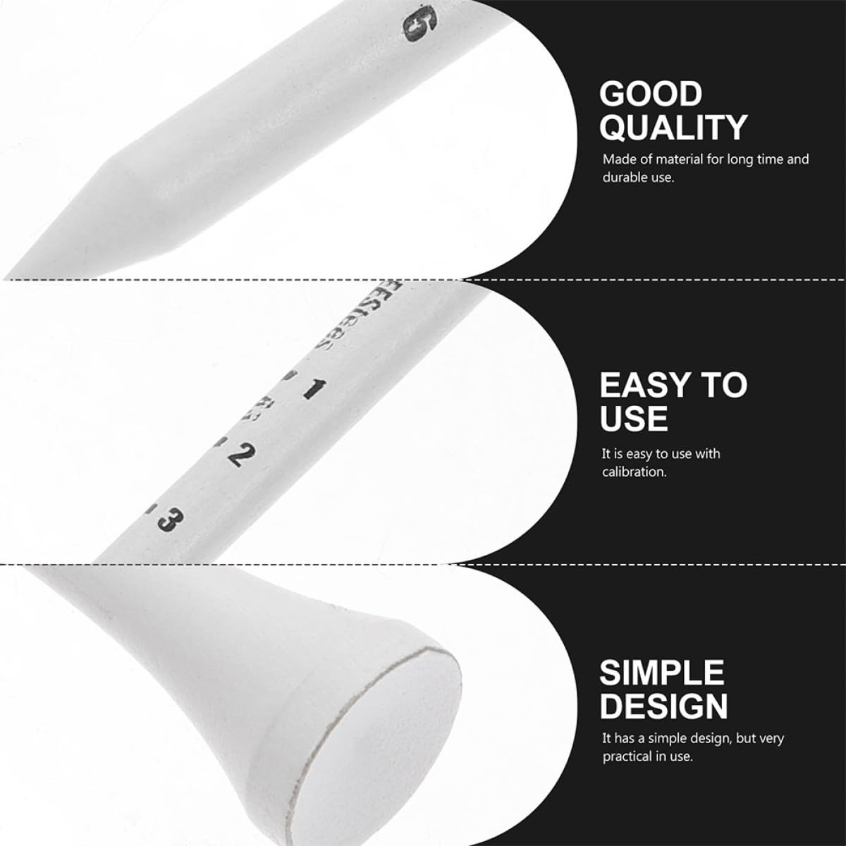 Golf Tee Pack of 100 with Measurement Scale - White Plastic Tees for Driving Range, Practice & Tournament Use V1107-CS-GEFQD