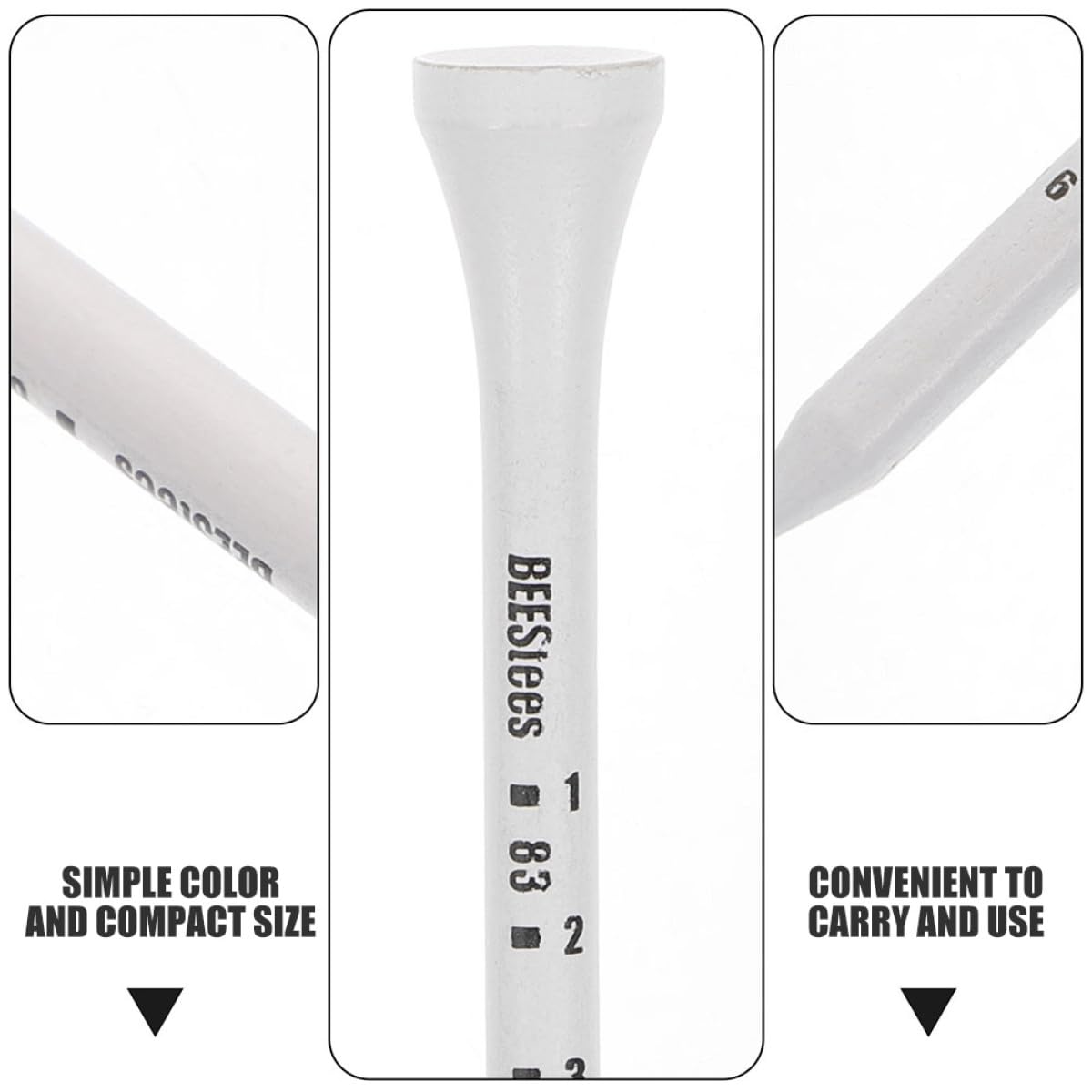Golf Tee Pack of 100 with Measurement Scale - White Plastic Tees for Driving Range, Practice & Tournament Use V1107-CS-GEFQD