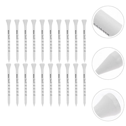 Golf Tee Pack of 100 with Measurement Scale - White Plastic Tees for Driving Range, Practice & Tournament Use V1107-CS-GEFQD
