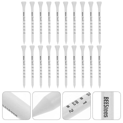 Golf Tee Pack of 100 with Measurement Scale - White Plastic Tees for Driving Range, Practice & Tournament Use V1107-CS-GEFQD