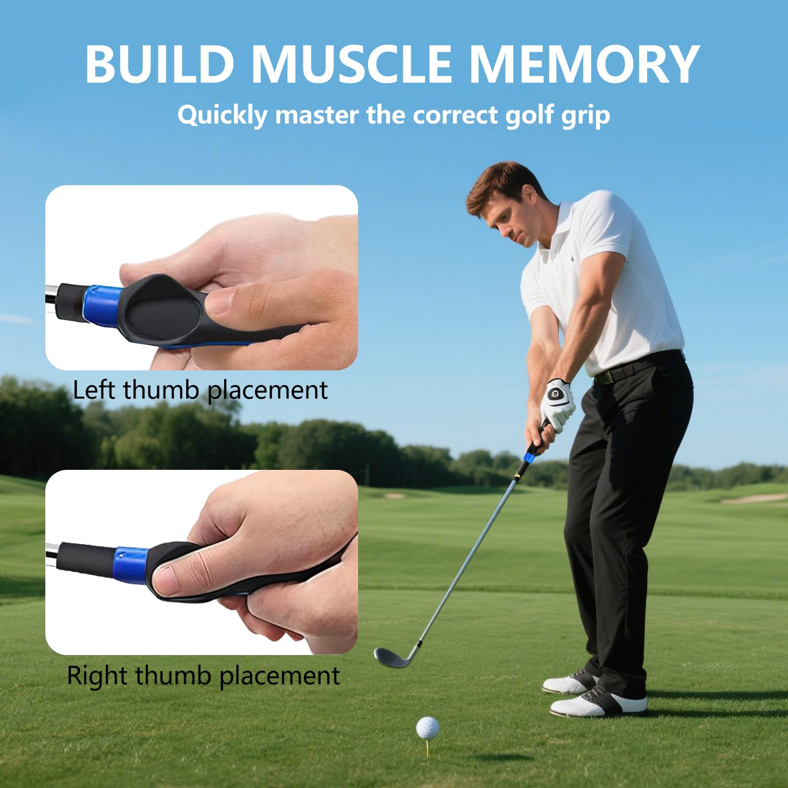 Golf Grip Trainer for Right-Handed Players - Correct Hand Position Tool with Non-Slip Rubber, Fits Most Clubs V1107-CS-GEFQGSXJZQHU