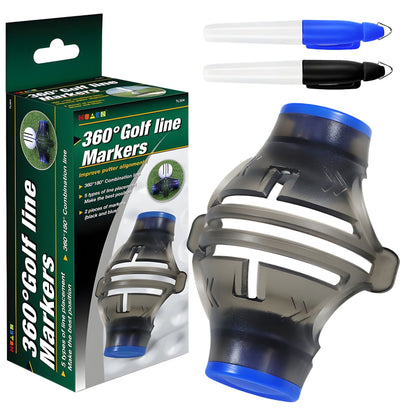 360 degrees Golf Ball Line Marker with 2 Pens - Full Coverage Alignment Tool for Putt, Driver & Irons (Blue) V1107-CS-GEFQHXK