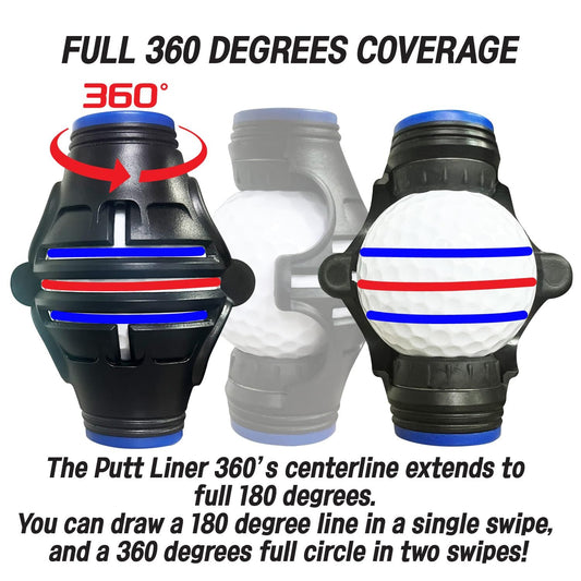 360 degrees Golf Ball Line Marker with 2 Pens - Full Coverage Alignment Tool for Putt, Driver & Irons (Blue) V1107-CS-GEFQHXK