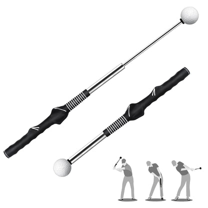 Retractable Golf Swing Trainer with Click Sound - Black Adjustable Tempo Training Aid for Home, Office & V1107-CS-GEFSSHG