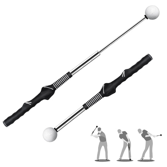 Retractable Golf Swing Trainer with Click Sound - Black Adjustable Tempo Training Aid for Home, Office & V1107-CS-GEFSSHG