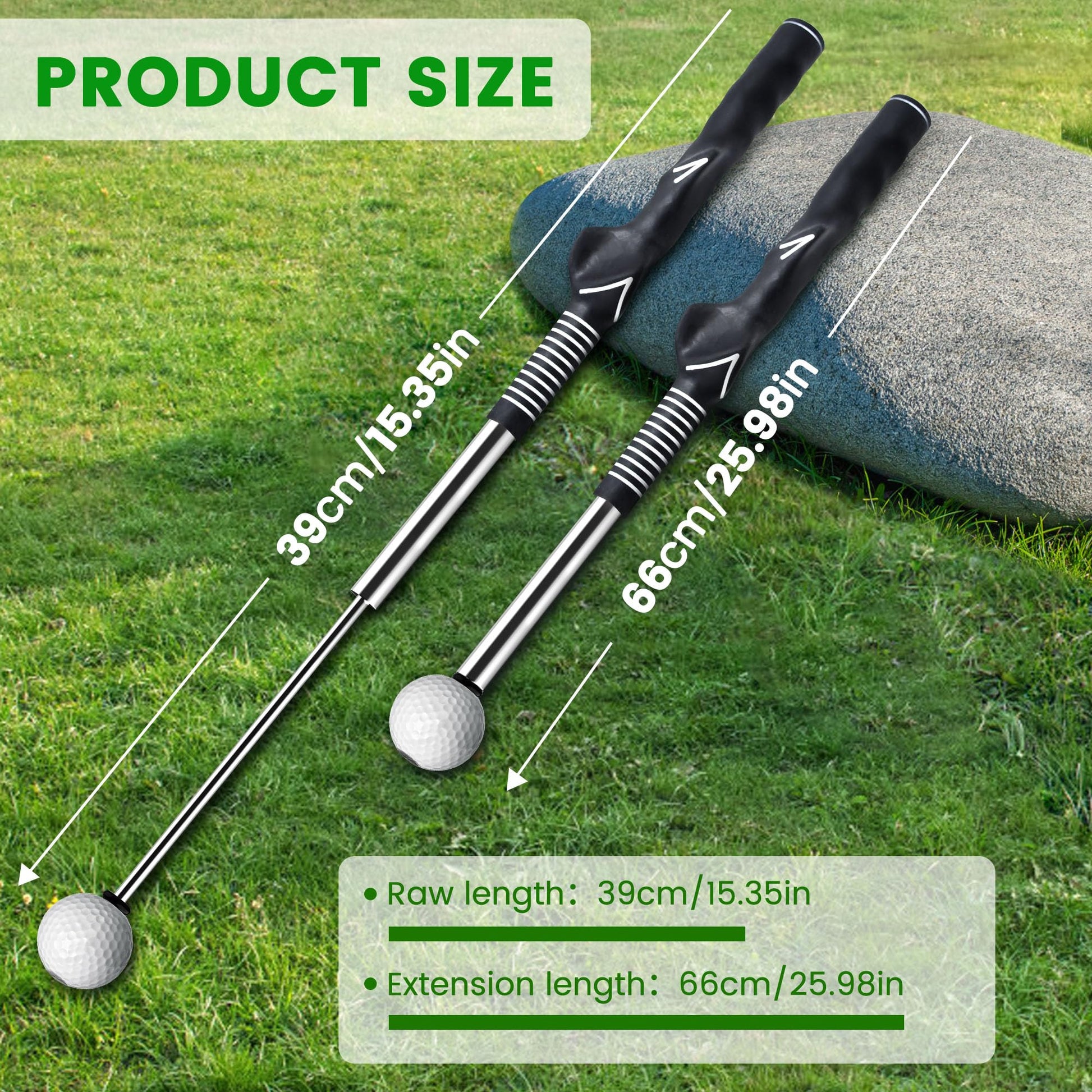 Retractable Golf Swing Trainer with Click Sound - Black Adjustable Tempo Training Aid for Home, Office & V1107-CS-GEFSSHG