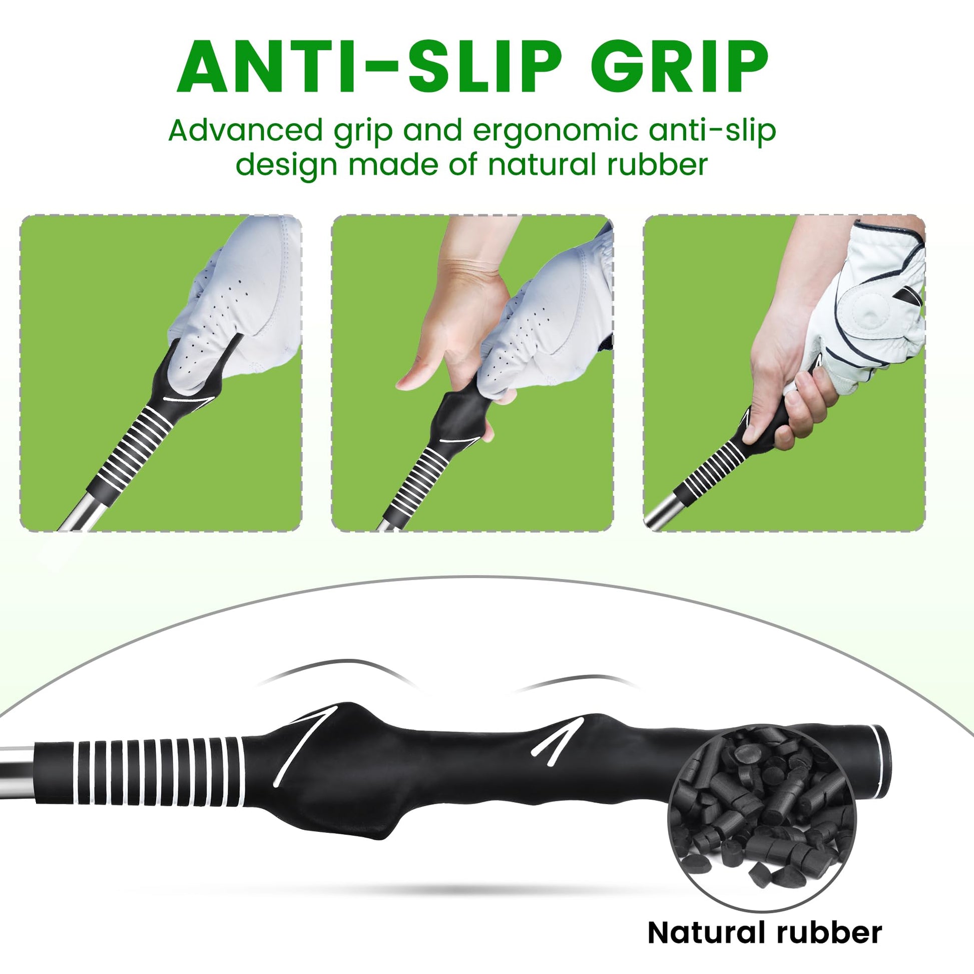 Retractable Golf Swing Trainer with Click Sound - Black Adjustable Tempo Training Aid for Home, Office & V1107-CS-GEFSSHG