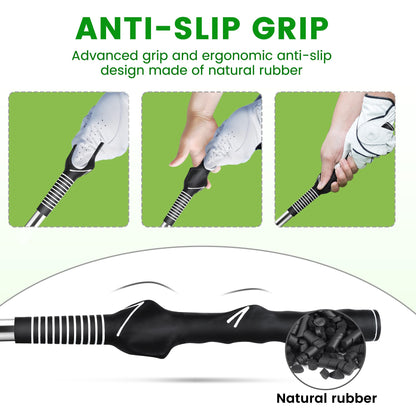Retractable Golf Swing Trainer with Click Sound - Black Adjustable Tempo Training Aid for Home, Office & V1107-CS-GEFSSHG