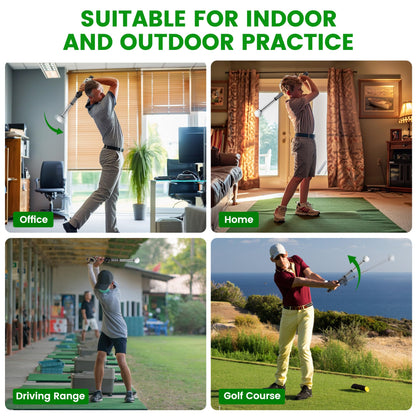 Retractable Golf Swing Trainer with Click Sound - Black Adjustable Tempo Training Aid for Home, Office & V1107-CS-GEFSSHG