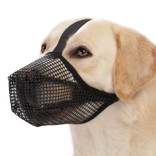 Soft Mesh Dog Muzzle for Small Medium Large Dogs - Breathable Adjustable Anti-Bite Chewing Guard with V1107-CS-GGZTHS