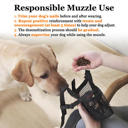Soft Mesh Dog Muzzle for Small Medium Large Dogs - Breathable Adjustable Anti-Bite Chewing Guard with V1107-CS-GGZTHUL