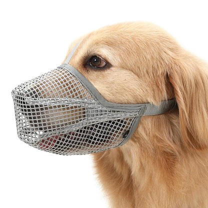 Soft Mesh Dog Muzzle for Small Medium Large Dogs - Breathable Adjustable Anti-Bite Chewing Guard with V1107-CS-GGZTHUM