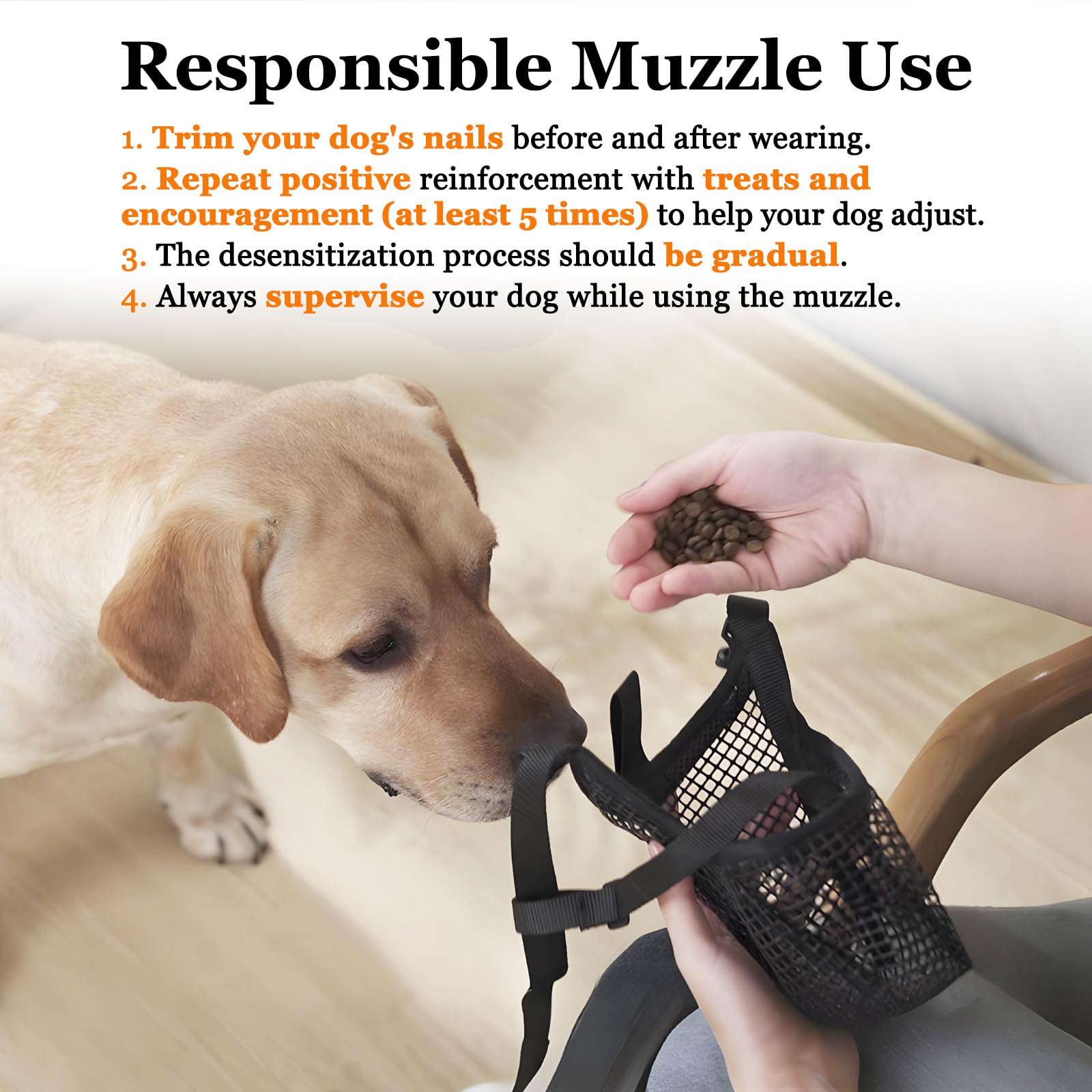 Soft Mesh Dog Muzzle for Small Medium Large Dogs - Breathable Adjustable Anti-Bite Chewing Guard with V1107-CS-GGZTHUM