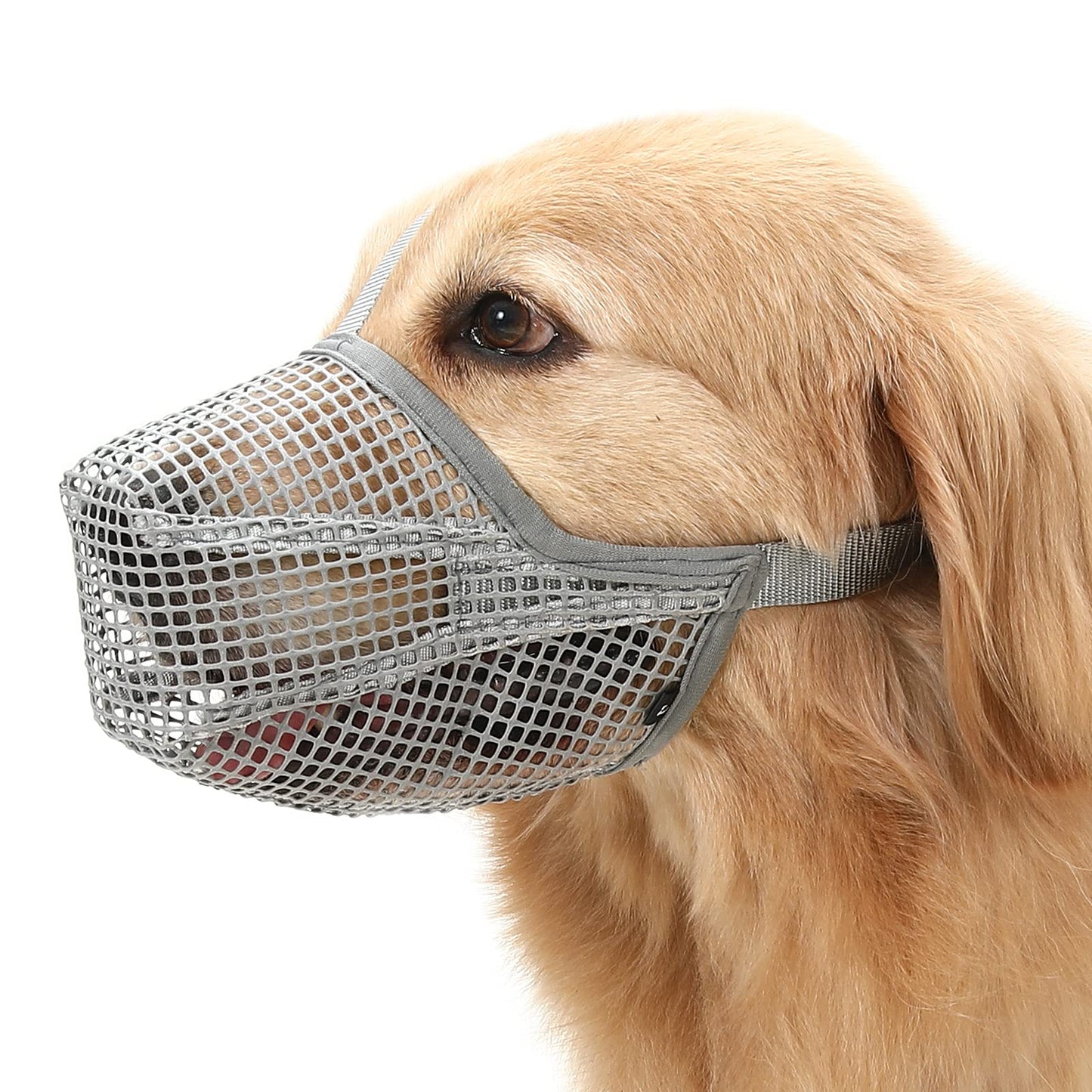 Soft Mesh Dog Muzzle for Small Medium Large Dogs - Breathable Adjustable Anti-Bite Chewing Guard with V1107-CS-GGZTHUS