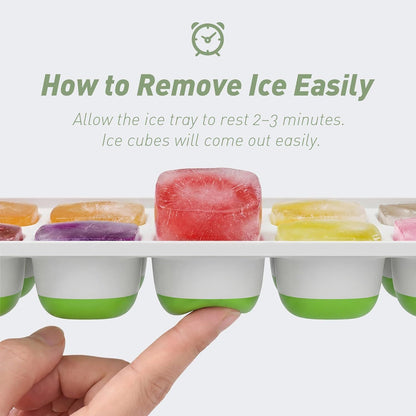 4-Pack Ice Cube Trays with 14-Cavity Design, Flexible Silicone Bases, Removable Lid, Stackable Structure, and V1107-CS-GJBGMJLV